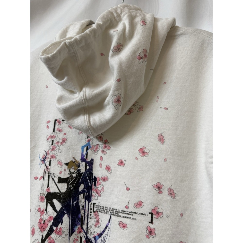 Cherry‎ Blossom Meta Anime White Hoodie Sweatshirt Size XS.  K31 - Picture 7 of 7